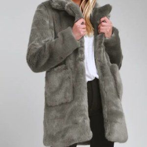 Faux Ever Blue Grey Faux Fur Coat - image 1